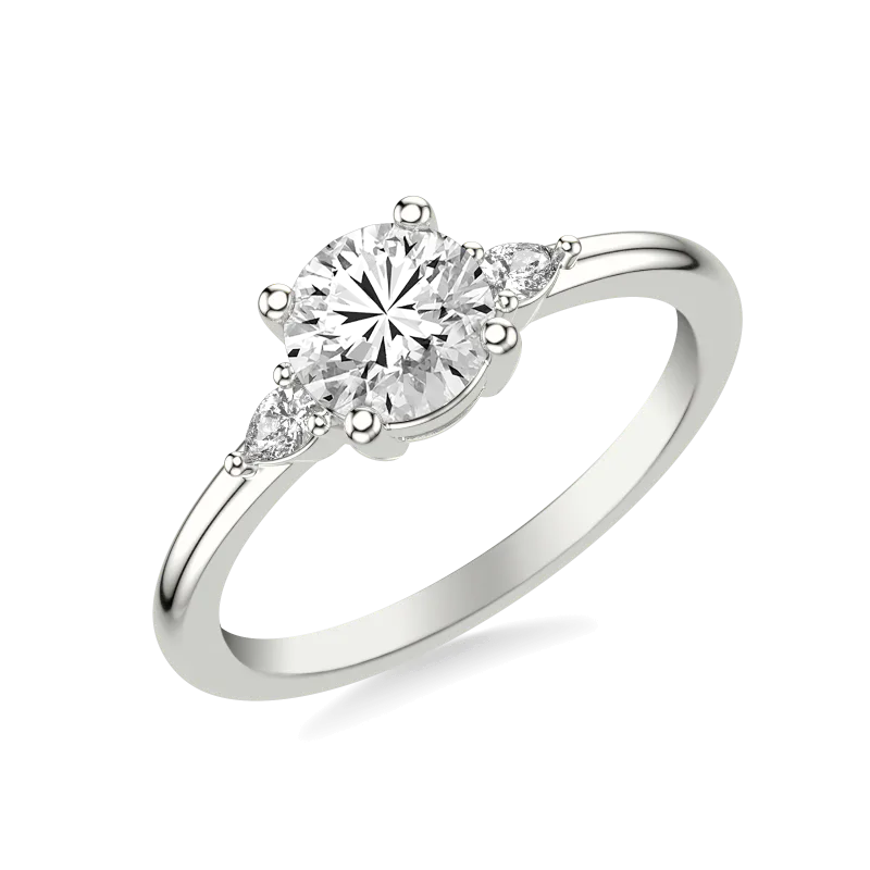 Julie Pear Three-Stone Lab Diamond Engagement Ring (.10 ct. tw.), Round