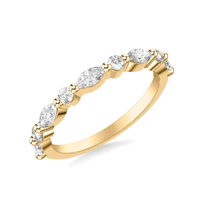 Deluxe Round and Marquise Diamond Wedding Band (3/4 ct. tw.) 14K Yellow Gold