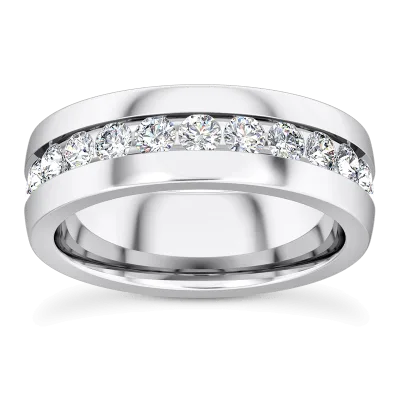 Ara Grande Men's Lab Eternity Wedding Band 14K White Gold