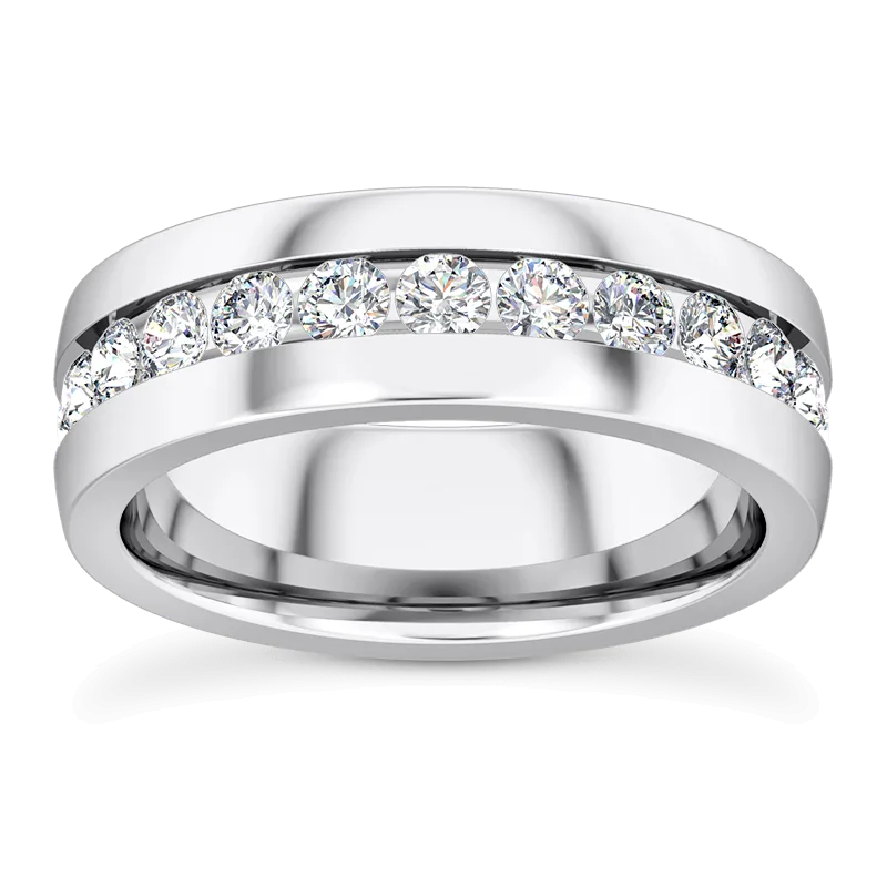 Ara Grande Men's Lab Eternity Wedding Band 14K White Gold