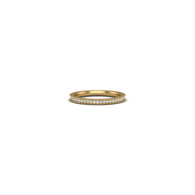 Ryleigh Milgrain Pave Wedding Band 14K Yellow Gold