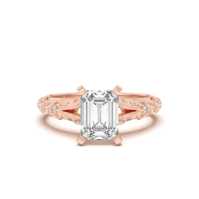 Kathryn Lab Pave Heart Scroll Engagement Ring, Emerald
