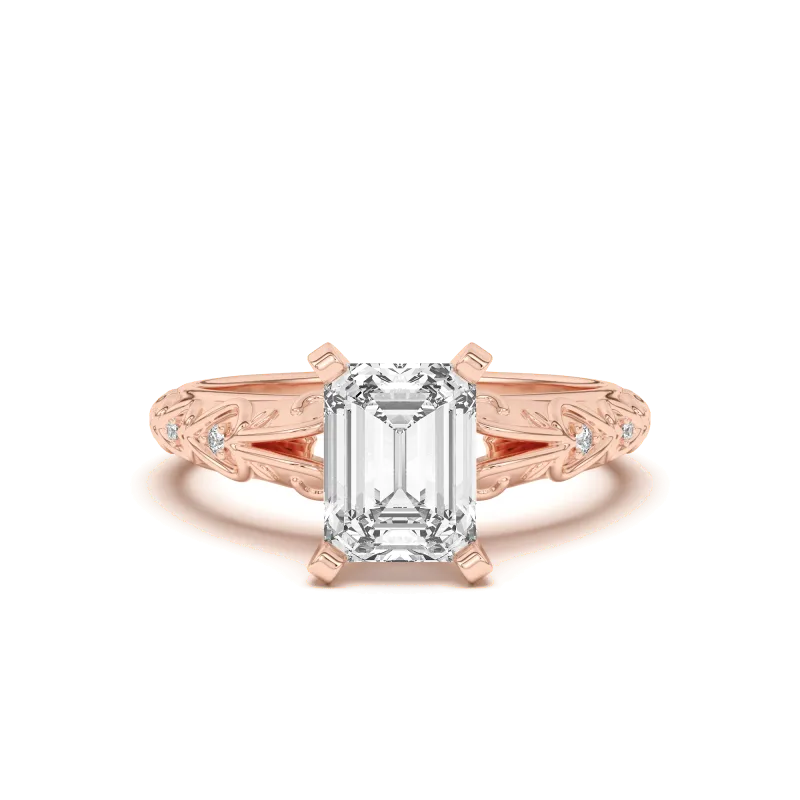 Kathryn Lab Pave Heart Scroll Engagement Ring, Emerald