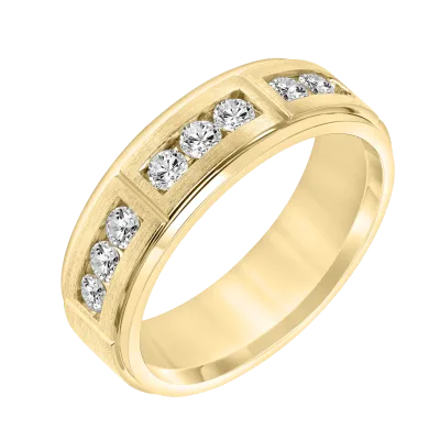 Triple Trio Channel-Set Lab Diamond Wedding Band (7mm) 14K Yellow Gold