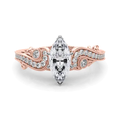Carmel Vintage Inspired Lab Engagement Ring, Marquise