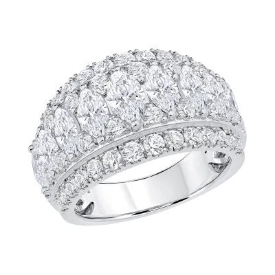 Vivant Marquise Trio Lab Diamond Wedding Band 14K White Gold