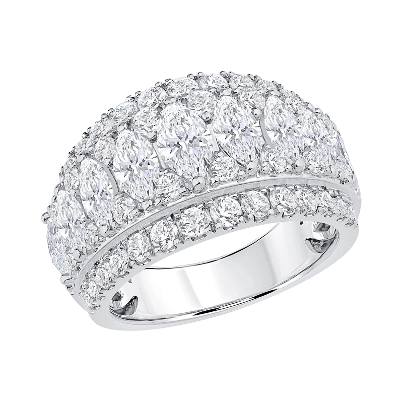 Vivant Marquise Trio Lab Diamond Wedding Band 14K White Gold