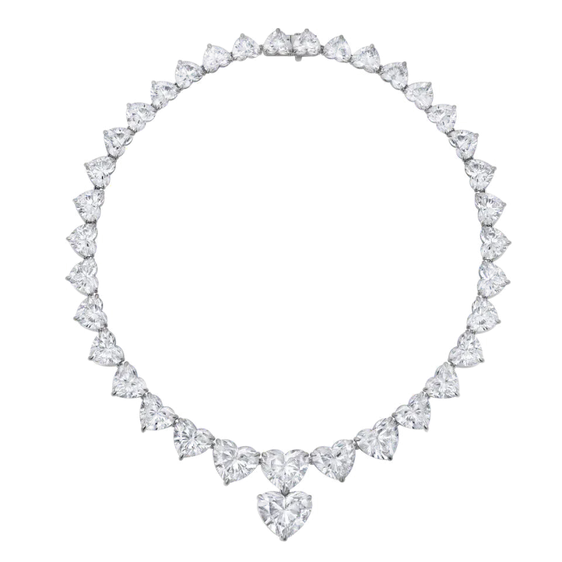 Riviera Heart Lab Diamond Masterpiece Necklace (166.56 ct. tw.)-18K White Gold