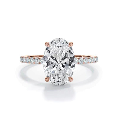 Bellora Pave Hidden Halo Lab Engagement Ring, Oval