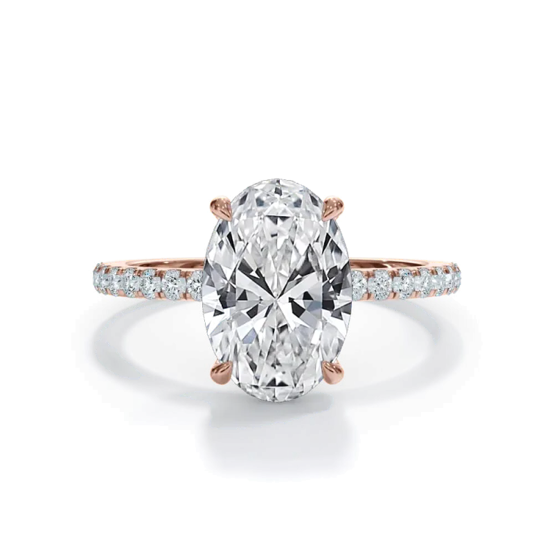 Bellora Pave Hidden Halo Lab Engagement Ring, Oval