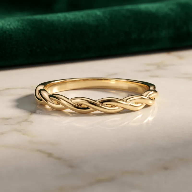 Kayleigh Twist Wedding Band 14K Yellow Gold worn