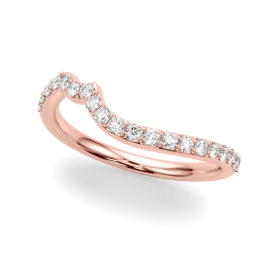 Ametrine Curved Pave Diamond Wedding Band 14K Rose Gold