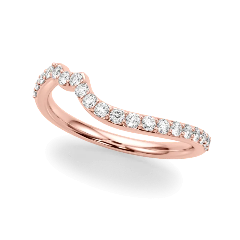 Ametrine Curved Pave Diamond Wedding Band 14K Rose Gold