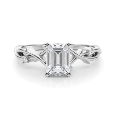 Vine Nature Inspired Engagement Ring, Emerald