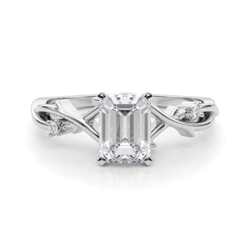 Vine Nature Inspired Engagement Ring, Emerald