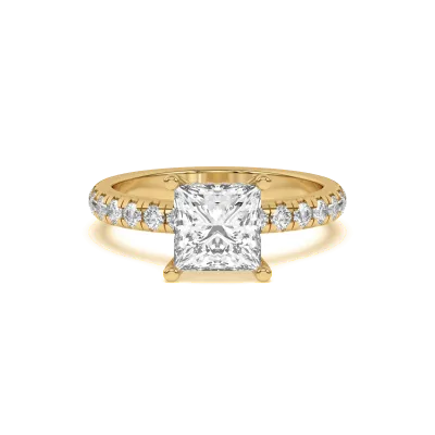 Marie Majestic Hidden Halo Lab Pave Engagement Ring, Princess