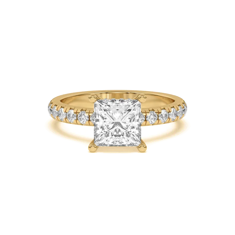 Marie Majestic Hidden Halo Lab Pave Engagement Ring, Princess