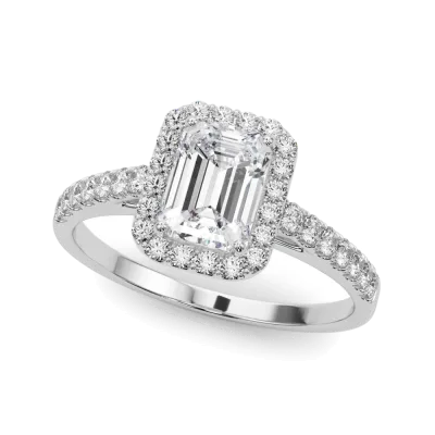 Avery Traditional Halo Engagement Ring, Emerald