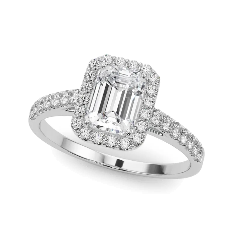 Avery Traditional Halo Engagement Ring, Emerald