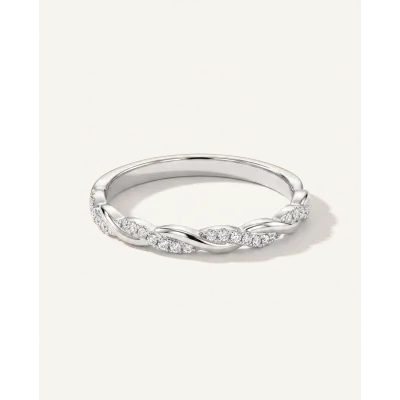 Kayleigh Lab Diamond Twist Wedding Band 14K White Gold