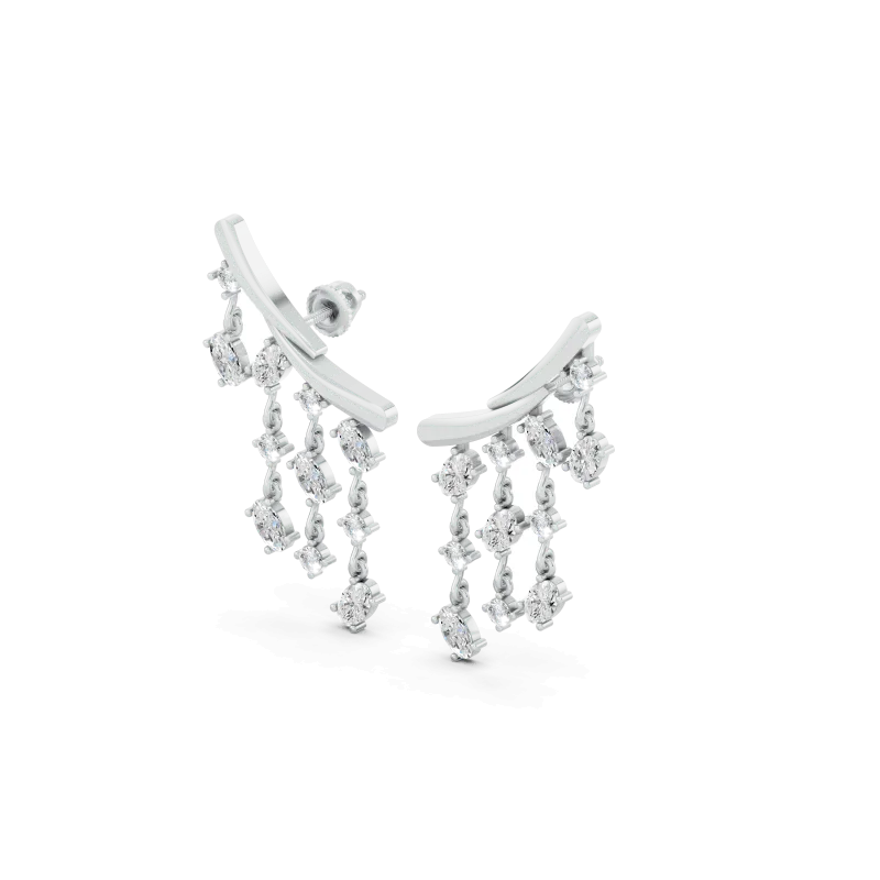 Raindrop Oval Lab Diamond Earrings (3.00 ct.)-14K White Gold