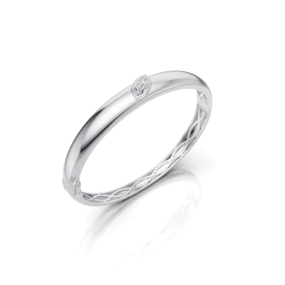 Marquise Lab Diamond Silver Bangle Bracelet-Silver