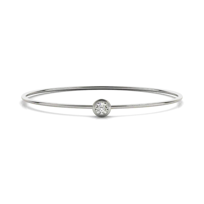 Solitaire Lab Diamond Bezel Set Bangle-14K White Gold