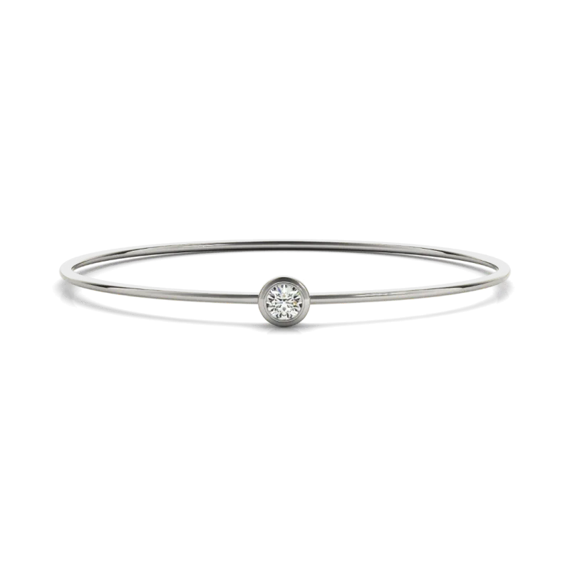 Solitaire Lab Diamond Bezel Set Bangle-14K White Gold