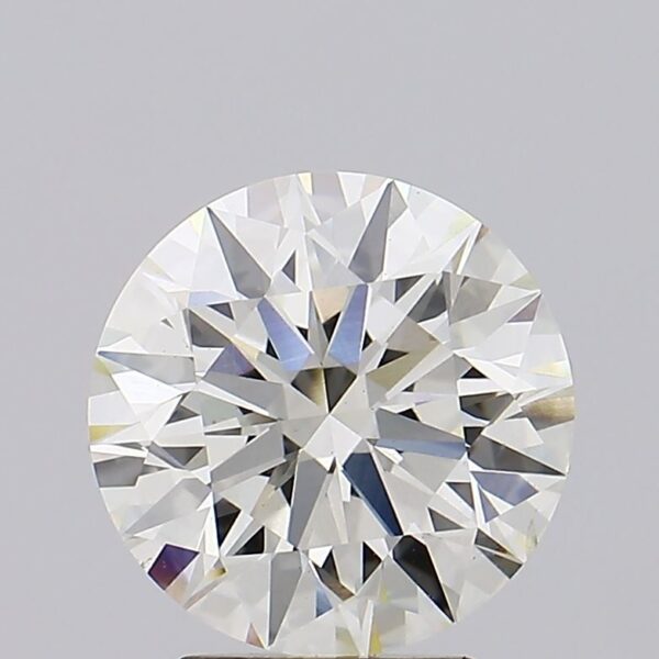 This 3.12 carat Round lab created diamond is certified by IGI as J color VS2 clarity and Rare Carat Ideal cut. It can be purchased as a loose diamond or set in a ring.