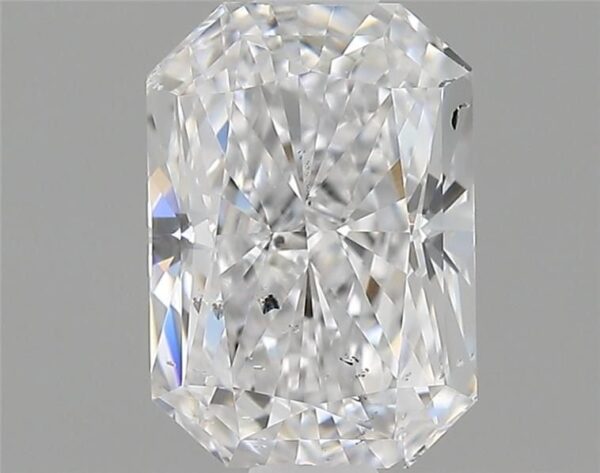 This 0.90 carat Radiant lab created diamond is certified by IGI as D color SI2 clarity and Rare Carat Ideal cut. It can be purchased as a loose diamond or set in a ring.