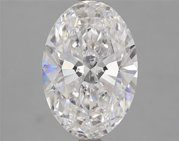 This 2.71 carat Oval lab created diamond is certified by IGI as D color SI1 clarity and Rare Carat Ideal cut. It can be purchased as a loose diamond or set in a ring.
