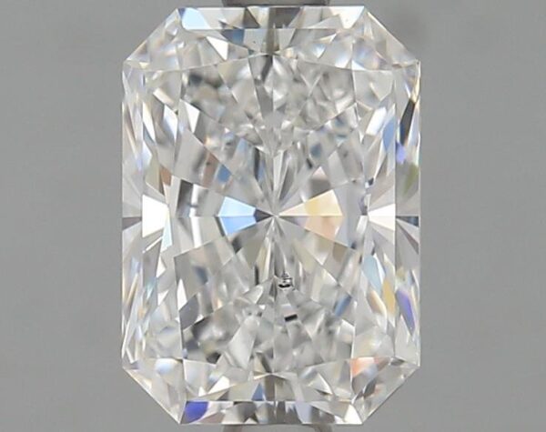 This 1.40 carat Radiant lab created diamond is certified by IGI as E color SI1 clarity and Rare Carat Ideal cut. It can be purchased as a loose diamond or set in a ring.