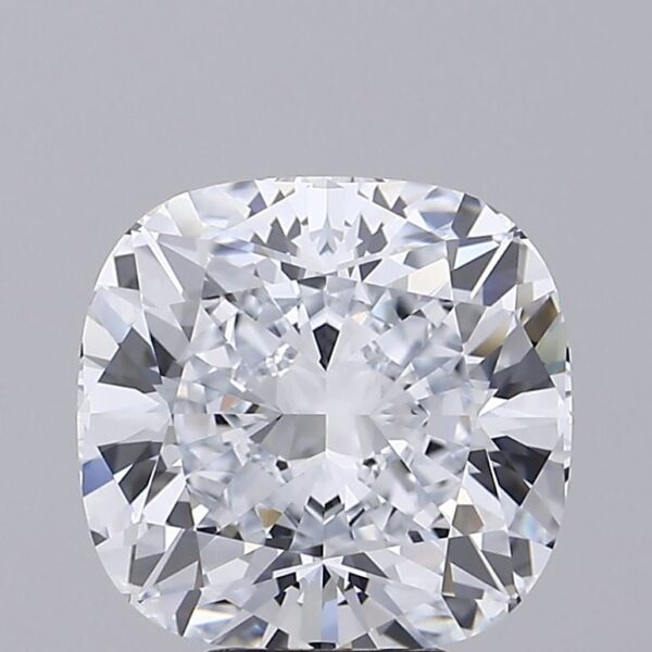 This 7.05 carat Cushion lab created diamond is certified by IGI as F color IF clarity and Rare Carat Ideal cut. It can be purchased as a loose diamond or set in a ring.