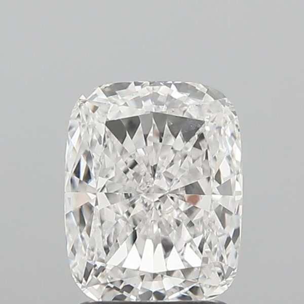 This 2.01 carat Cushion lab created diamond is certified by IGI as E color SI2 clarity and Rare Carat Ideal cut. It can be purchased as a loose diamond or set in a ring.