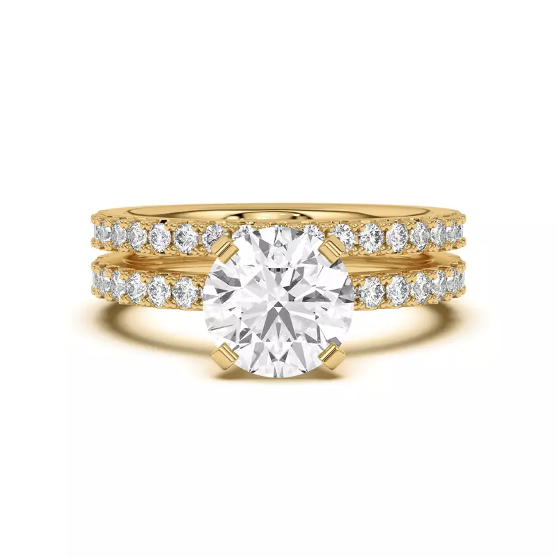 This diamond band is sure to sparkle. The prong design will add a bit of texture and shine to the overall look. Whether it is worn alone, paired with an engagement ring or stacked with other bands, it will pop.