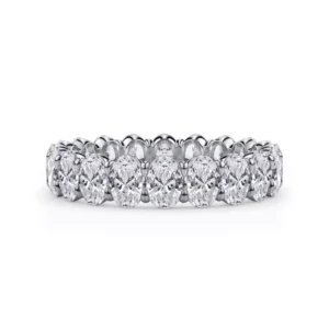 Elegance meets grandeur in this 3-carat oval lab diamond eternity ring. Mesmerizing ovals symbolize timeless love and sophistication. Details provided for size 6. Stone count and weight may vary by finger size.