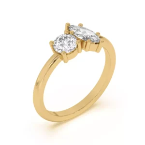 Round and marquise lab diamonds unite in perfect harmony, set in a timeless Toi et Moi design. To customize, contact customer service.