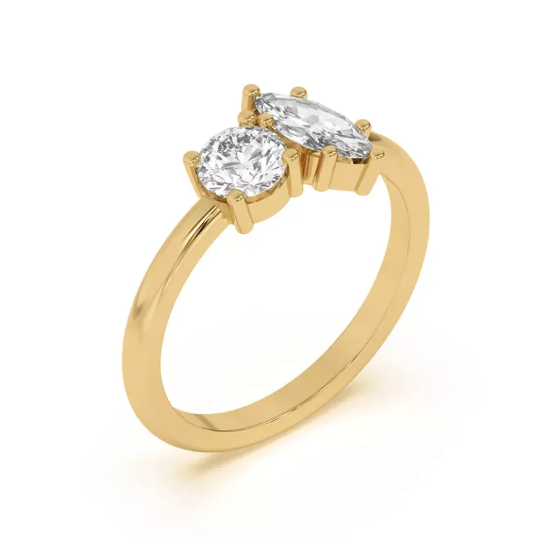 Round and marquise lab diamonds unite in perfect harmony, set in a timeless Toi et Moi design. To customize, contact customer service.