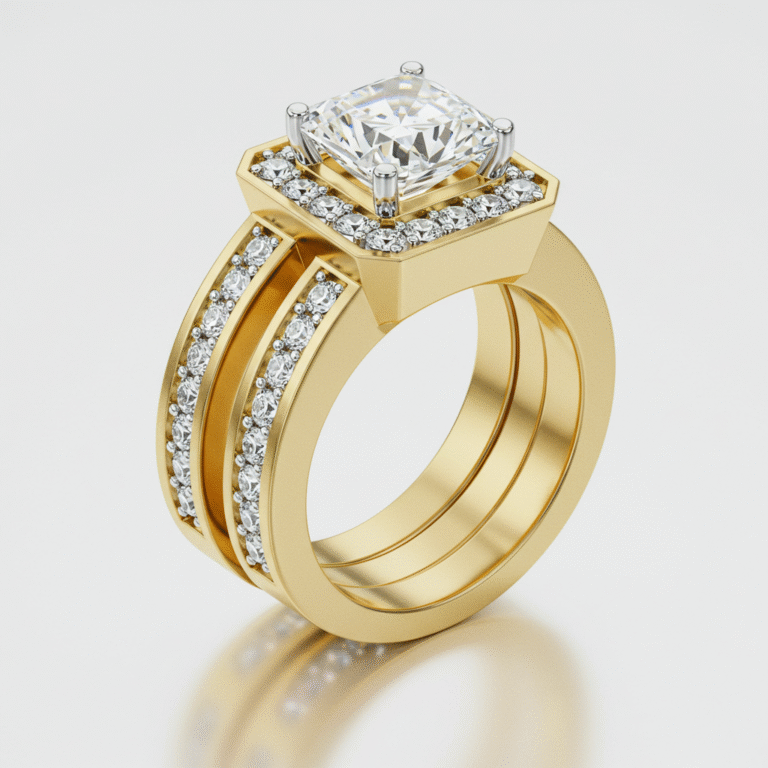 Contemporary meets classic—this Asscher-cut lab diamond gleams in warm, rich Yellow Gold.