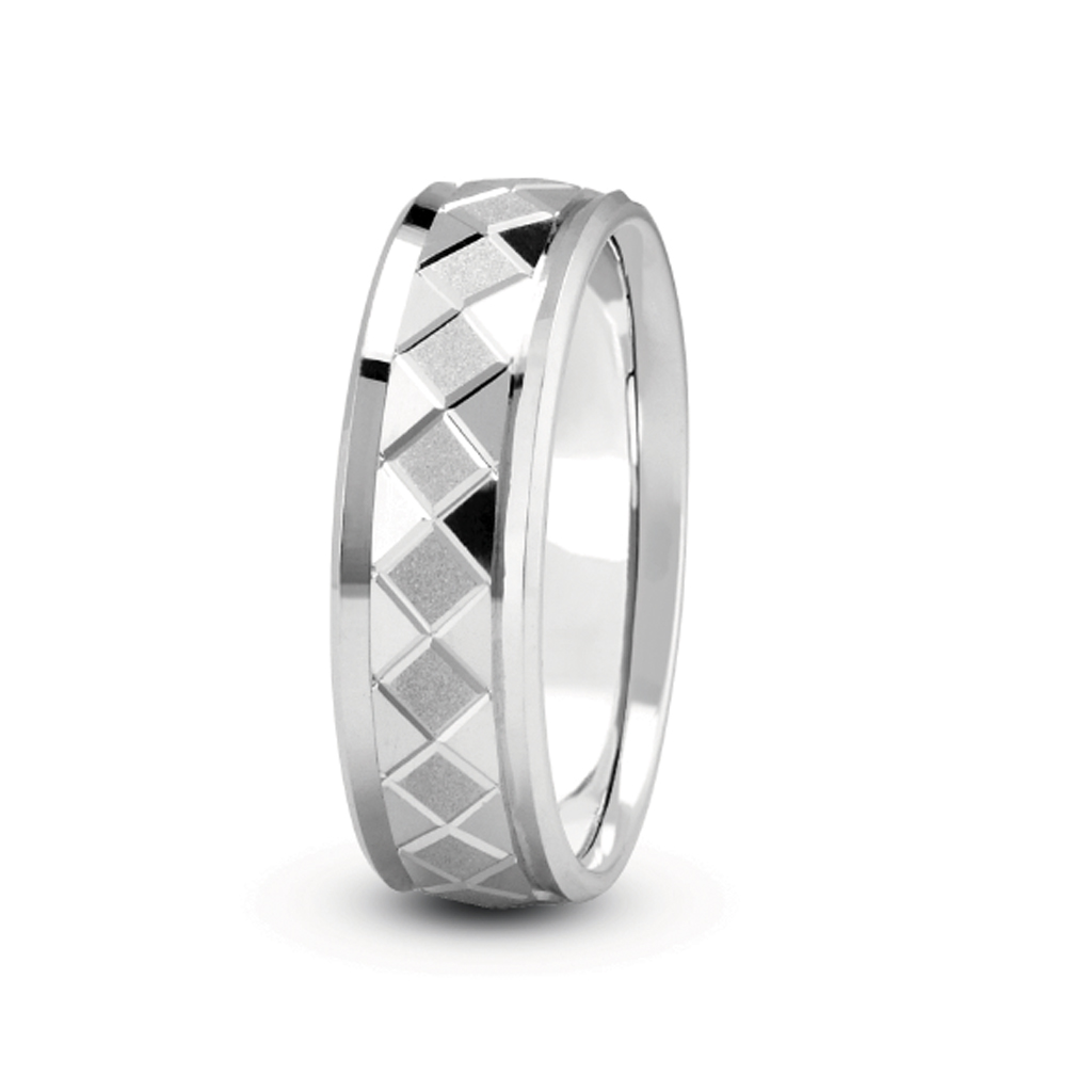 Diamond Cut Quilt Pattern (5Mm)Wedding Band Platinum (Setting Price)