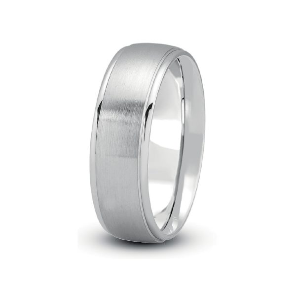 Dome Satin Finished With Recessed Sides (5Mm)Wedding Band Platinum (Setting Price)