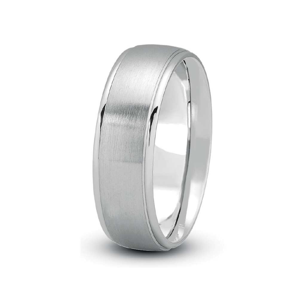 Dome Satin Finished With Recessed Sides (5Mm)Wedding Band Platinum (Setting Price)