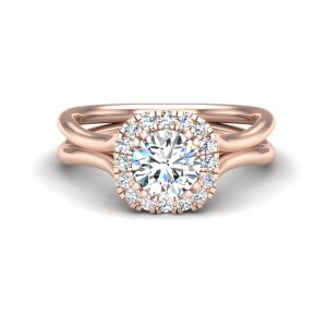 Alayah Halo Engagement Ring - 14K Rose Gold (Setting Price)