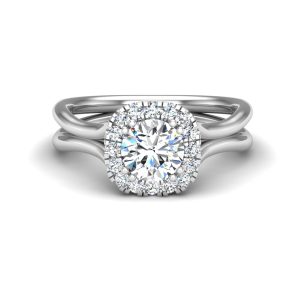 Alayah Halo Engagement Ring - 18K White Gold (Setting Price)