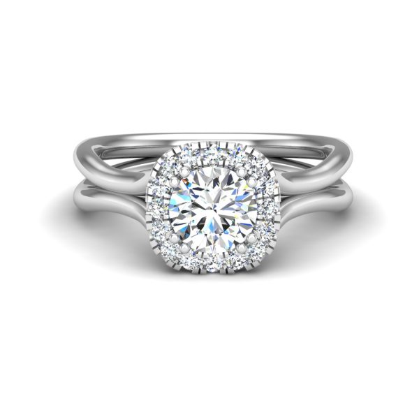 Alayah Halo Engagement Ring - 18K White Gold (Setting Price)