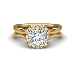 Alayah Halo Engagement Ring - 18K Yellow Gold (Setting Price)