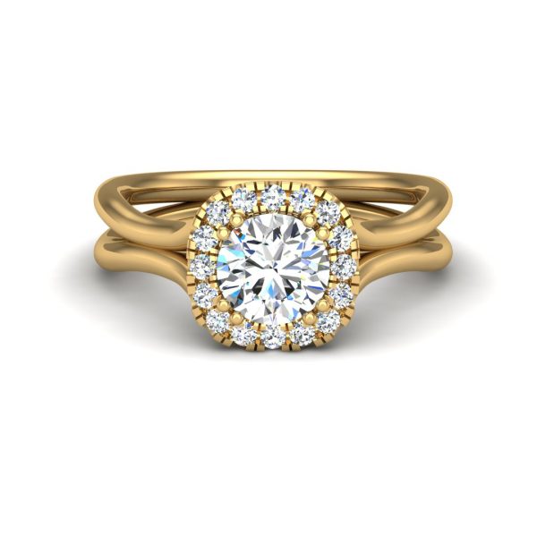 Alayah Halo Engagement Ring - 18K Yellow Gold (Setting Price)