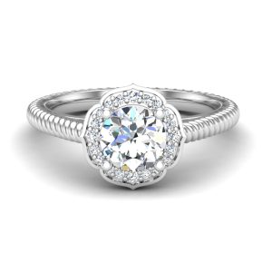 Alexis Halo Engagement Ring - 18K White Gold (Setting Price)