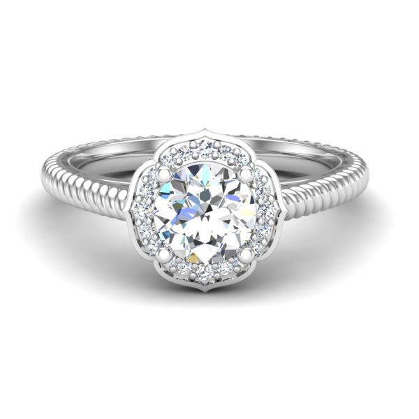 Alexis Halo Engagement Ring - 18K White Gold (Setting Price)