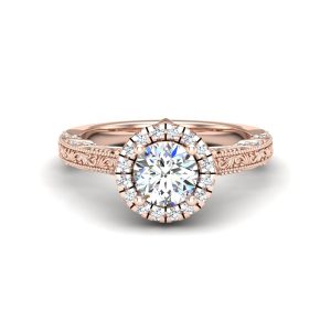 Alexandria Halo Engagement Ring - 14K Rose Gold (Setting Price)